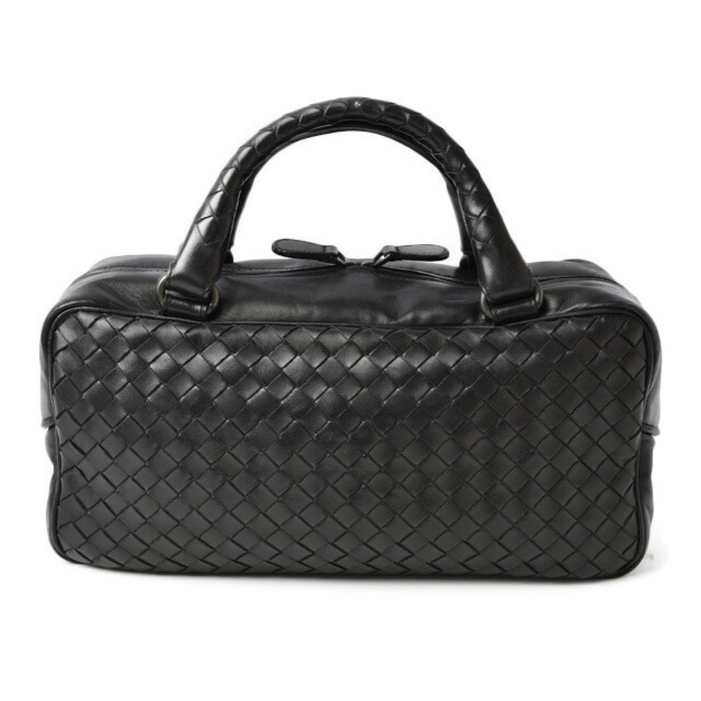 Bottega Veneta Boston Bag Black Intrecciato